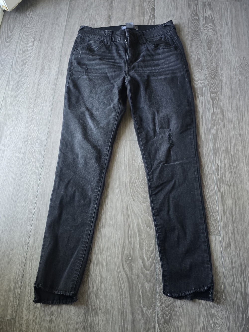 Democracy Ab Technology Black Skinny Jeans Size 8 Raw Hem Slimming Stretch 30"